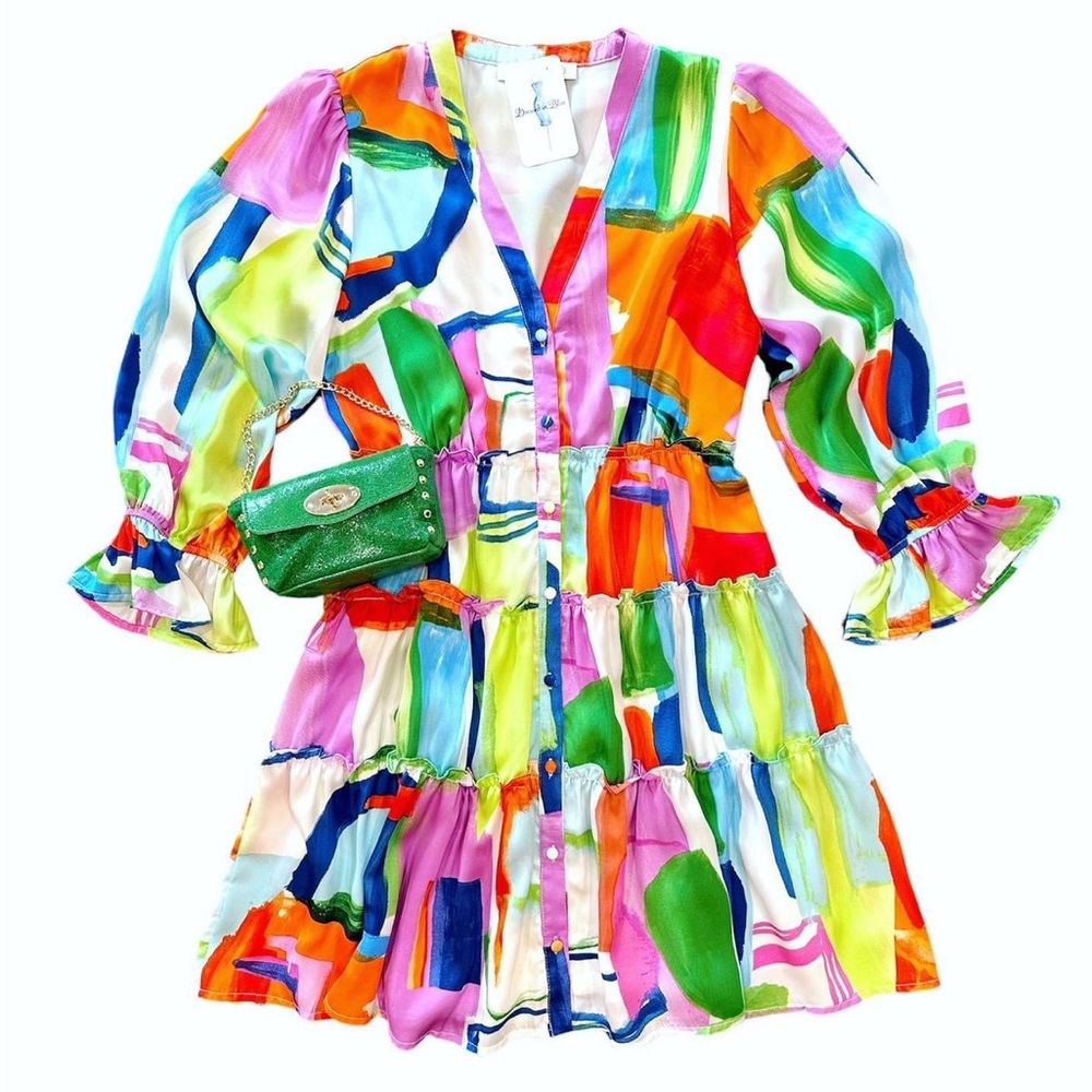 Karlie Colorful Abstract Print Dress